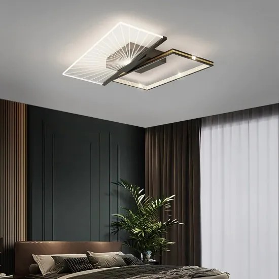 Lustra LED Cu Telecomanda, Elit's Raina, 62W, Negru-Gold