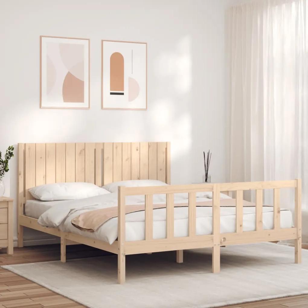 3192951 vidaXL Cadru de pat cu tăblie, king size, lemn masiv