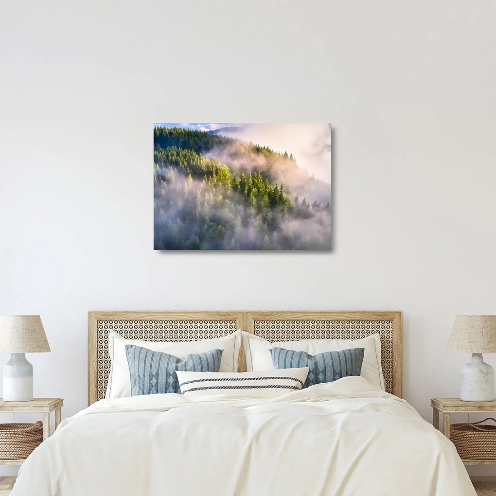 Tablou pe sticlă peisajului montan (70x50 cm)