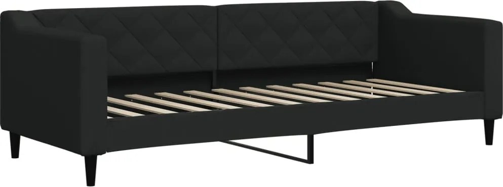vidaXL Pat de zi, negru, 80x200 cm, material textil
