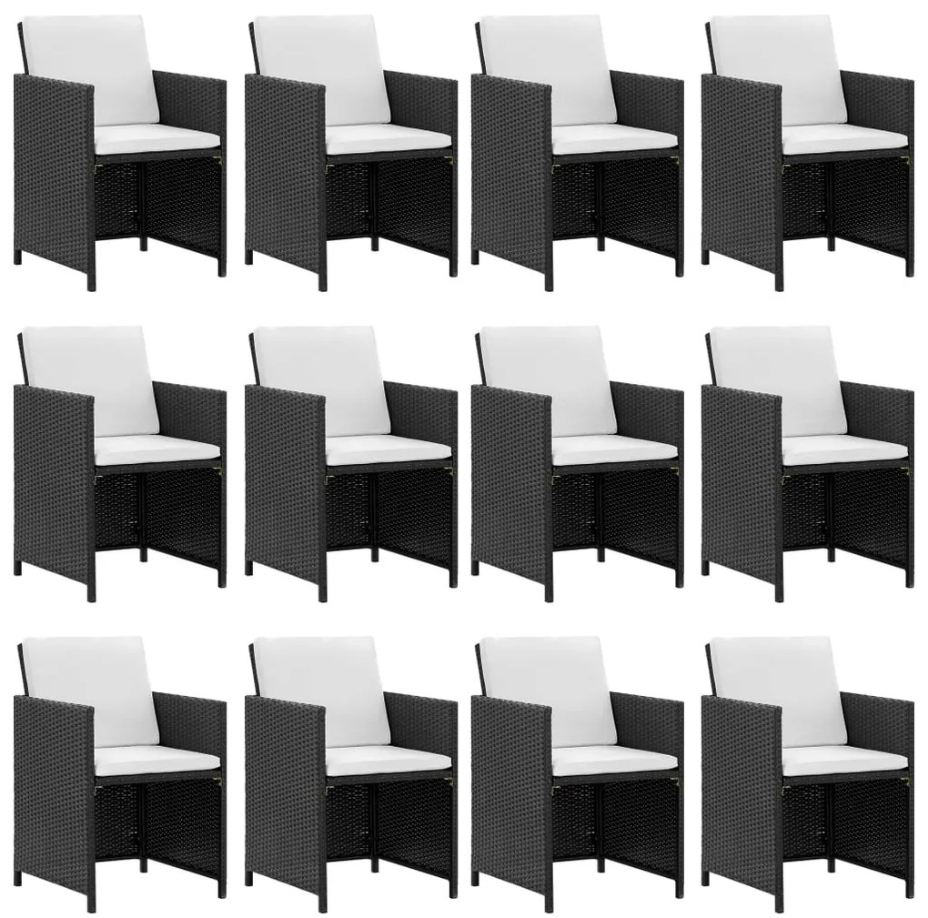 42551 vidaXL Set mobilier de exterior cu perne, 13 piese, negru, poliratan