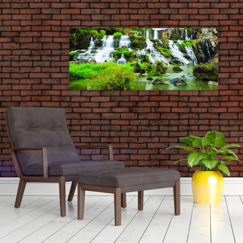 Tablou - cascade cu plante (120x50 cm)