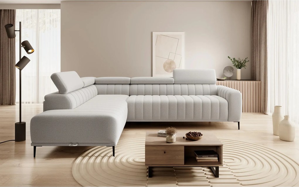 Coltar extensibil GANDI 160, sezlong stanga, stofa catifelata maro - C