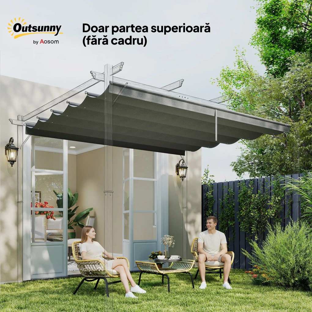 Outsunny Tettuccio di Ricambio per Gazebo 3x3 m con 10 Fori di Drenaggio Grigio | Aosom Romania