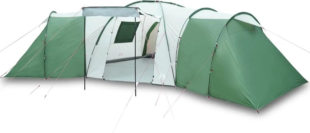 vidaXL Cort de familie cupolă pentru 12 persoane, verde, impermeabil