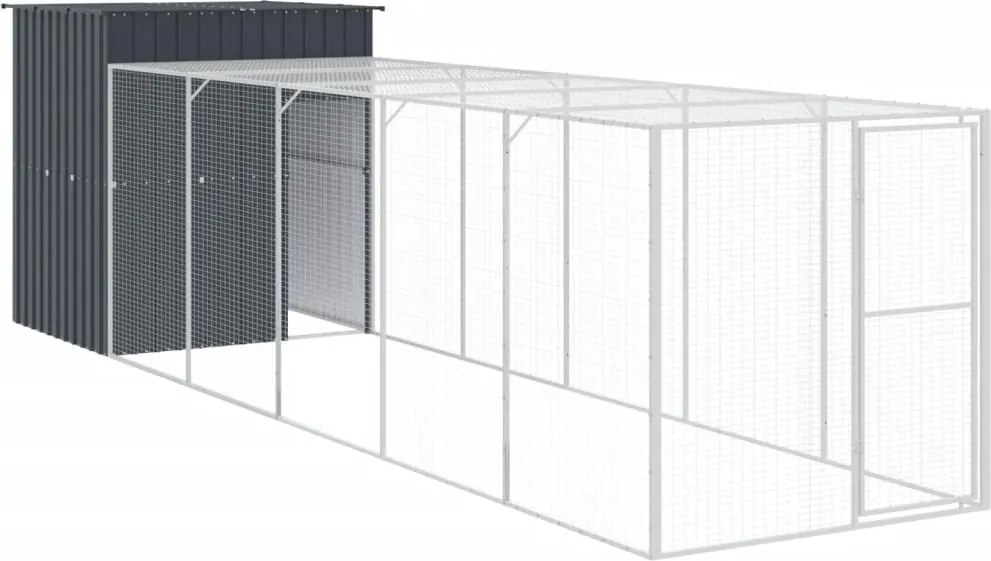 vidaXL Coteț de pui cu incintă antracit 165x659x181 cm oțel galvanizat
