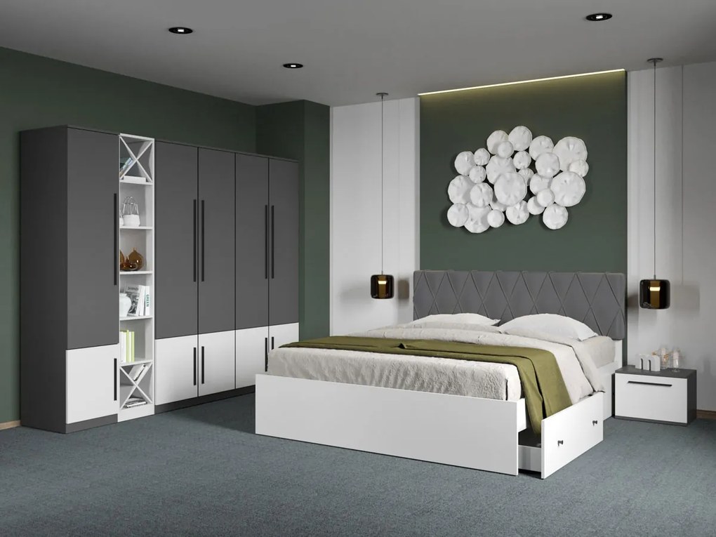 Set mobila dormitor 4 piese Gri/Alb Shape C12