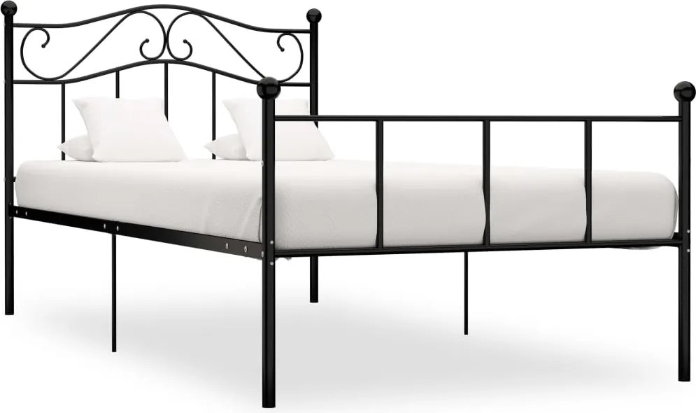 vidaXL Cadru de pat, negru, 90 x 200 cm, metal