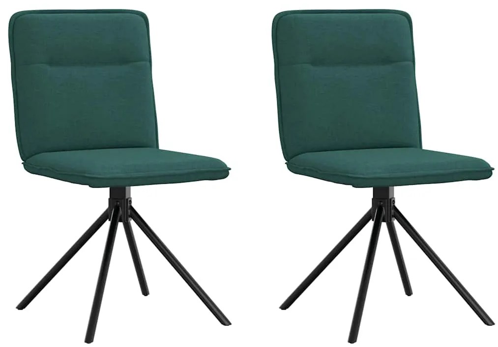 vidaXL Scaune de bucătărie, 2 buc., verde închis, material textil
