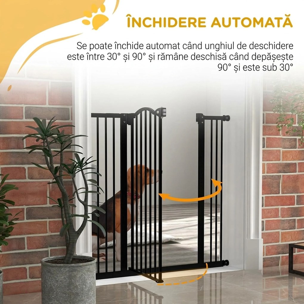 PawHut Poartă Extensibilă pentru Câini fără Șuruburi, Poartă de Siguranță Reglabilă, 94-100x94 cm, Negru | Aosom Romania