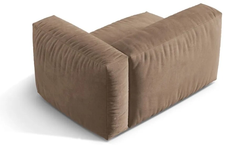 Modul pentru canapea modulară maro deschis cu tapițerie din catifea (cu colț pe partea dreaptă) Martina – Micadoni