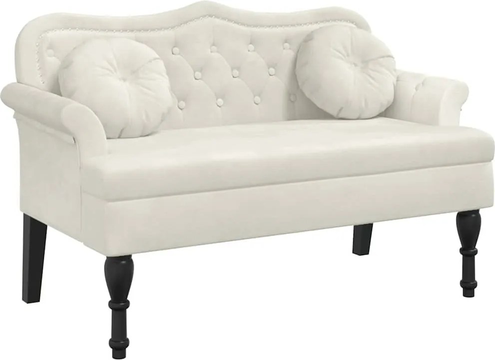 vidaXL Banchetă cu perne, crem, 120,5x65x75 cm, catifea