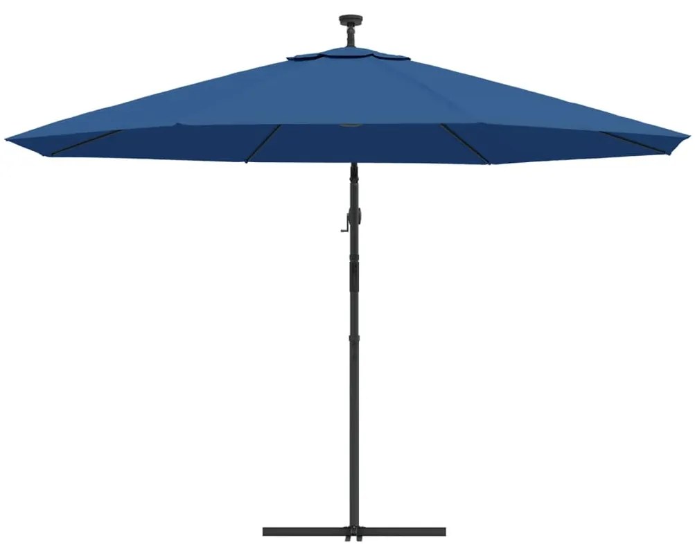 Umbrela in consola cu lumini LED, albastru azuriu, 350 cm azure blue, 350 cm