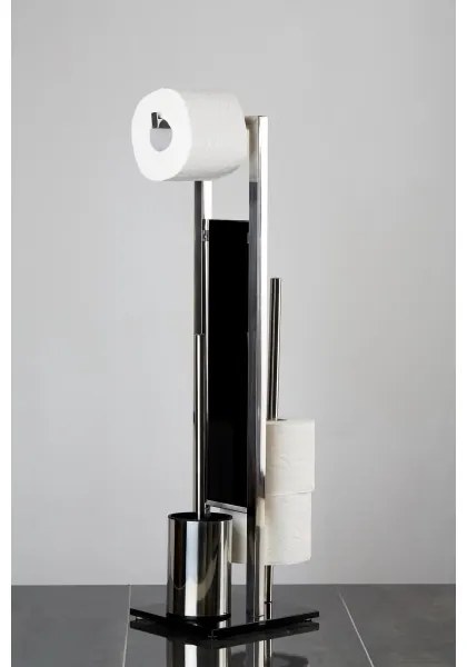 WENKO RIVALTA 22983100 - Perie WC 18 x 70 cm, inox/argintiu-negru