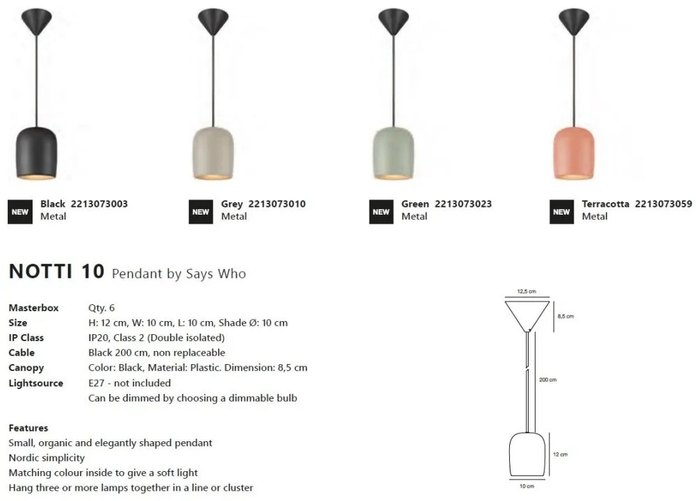 Pendul design modern Notti 10 terracotta