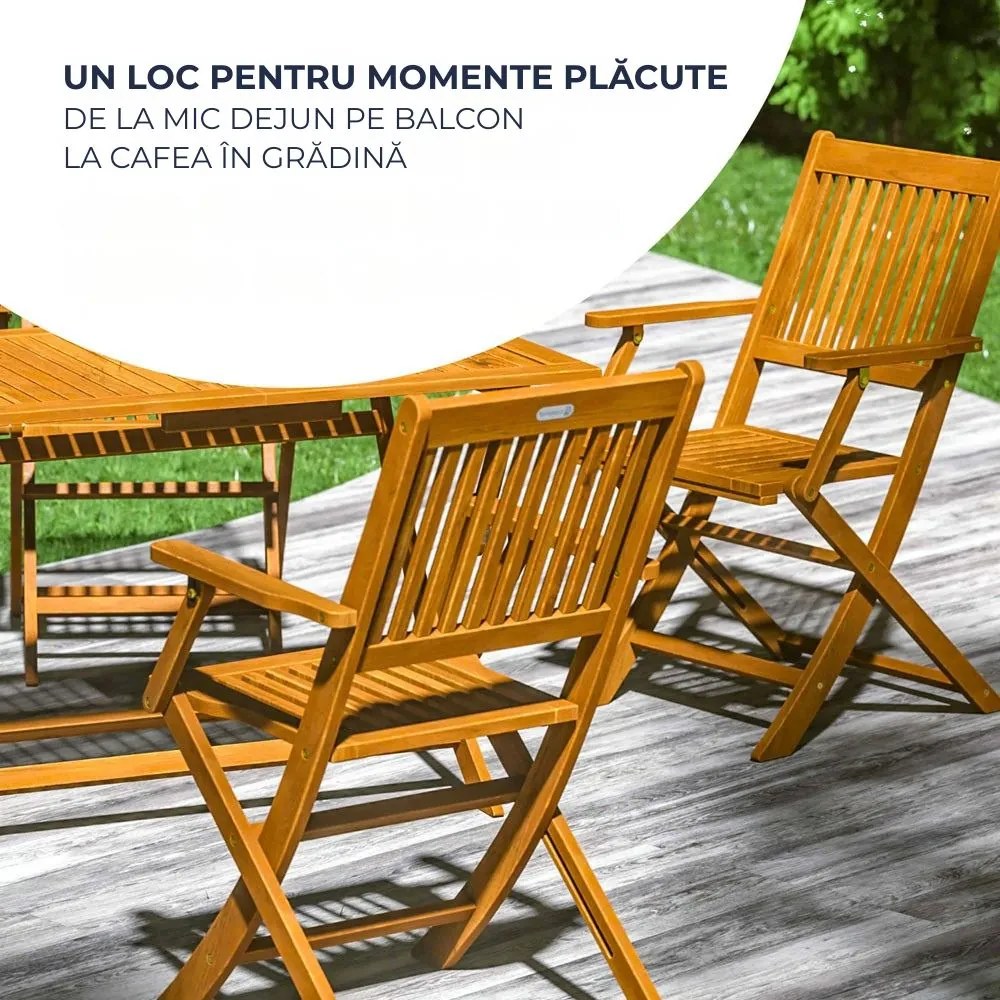 Set de mobilier SYDNEY, 3 piese, lemn natural Casaria