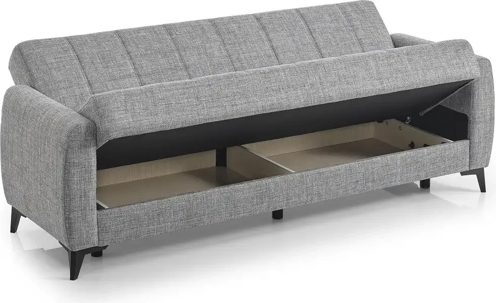 Canapea extensibila cu lada de depozitare living 215x85x90 cm – stofă, gri – Hilton