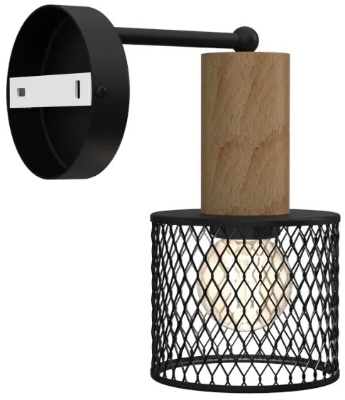 Lampă de perete SOBRESA 1xE27/60W/230V neagră/lemn