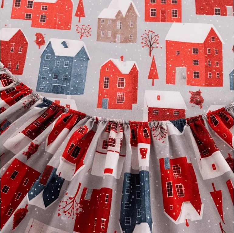 Cearsaf din microfibra WINTER COTTAGE gri 90x200 cm