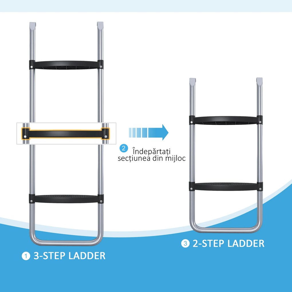 SPORTNOW Scară Acces Trambulină 3 Trepte sau 2 Trepte Late Capacitate 120kg 97x32cm | Aosom Romania