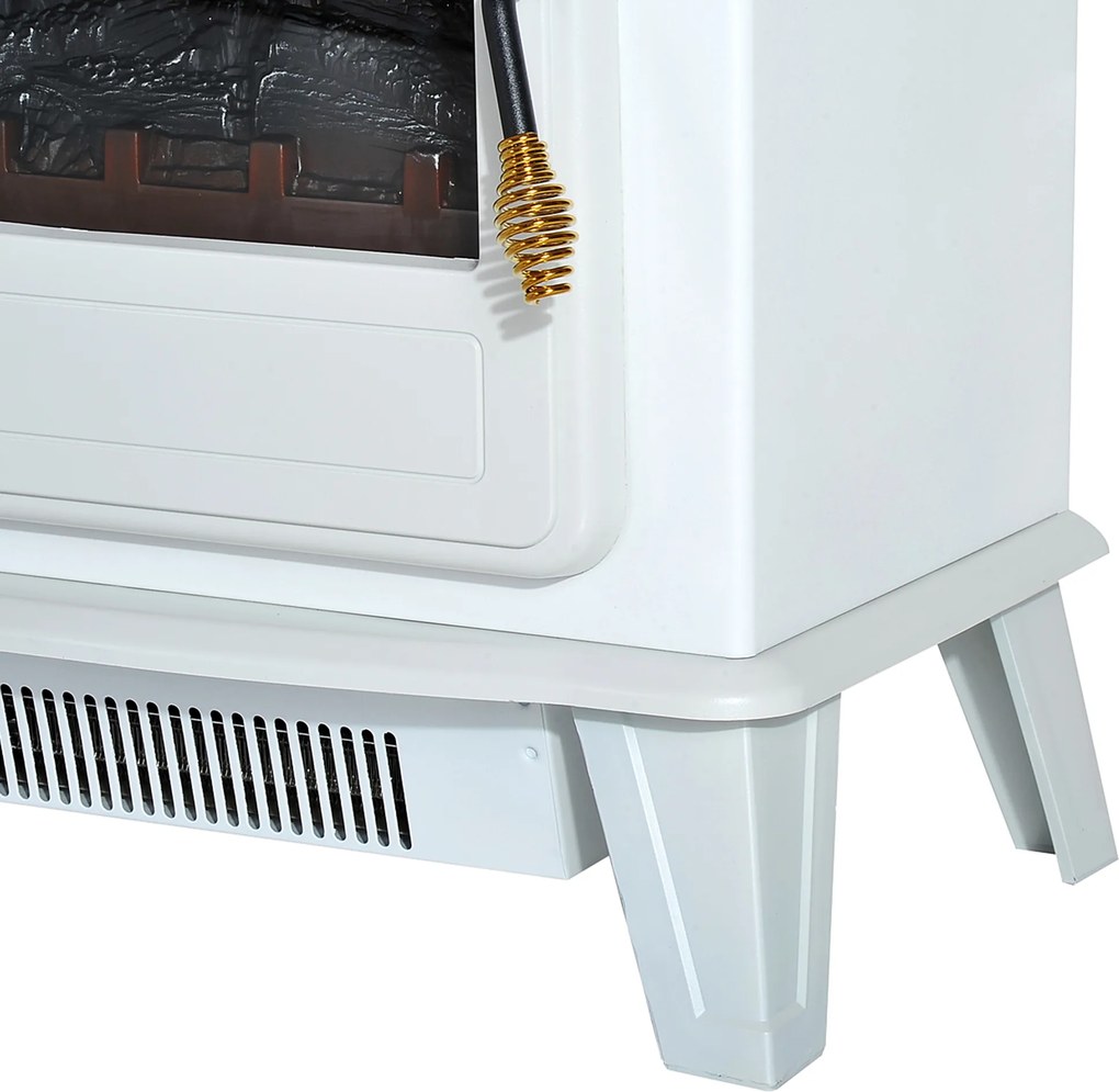 Homcom Soba Electrica de Sol cu Efect Flama Reglabila 1800W, Alb, 51x31x56cm
