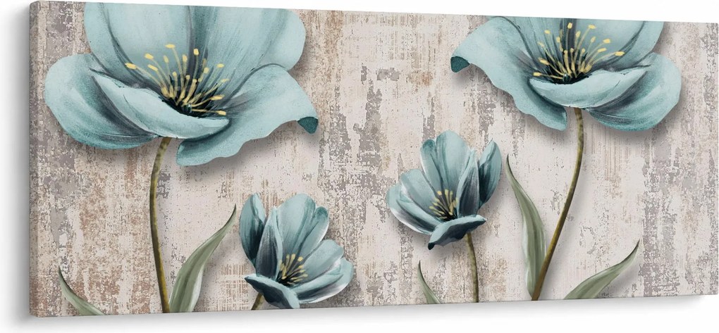 Tablou - Flori texturate (120x50 cm)