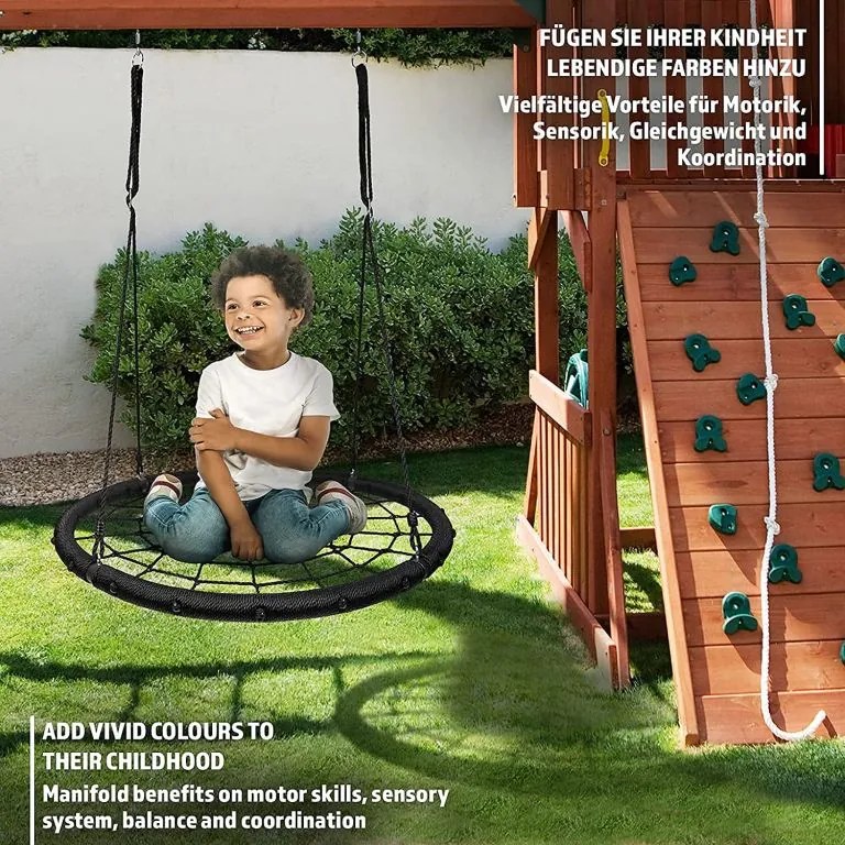 Physionics leagăn în formă de cerc, plasă, 120 cm, negru