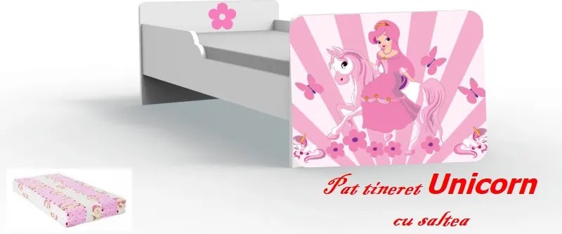 Pat tineret Unicorn cu saltea