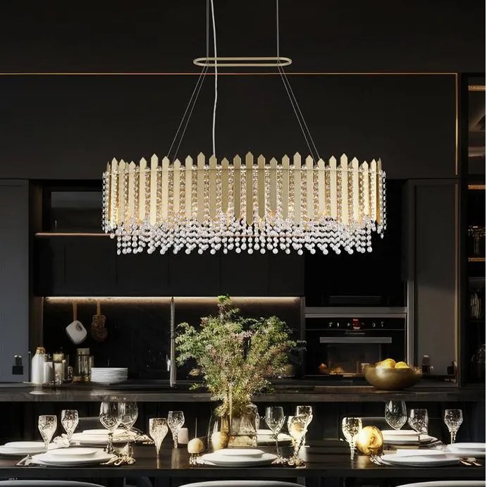 Lustra metal auriu, cristale din sticla Spear 8Lt