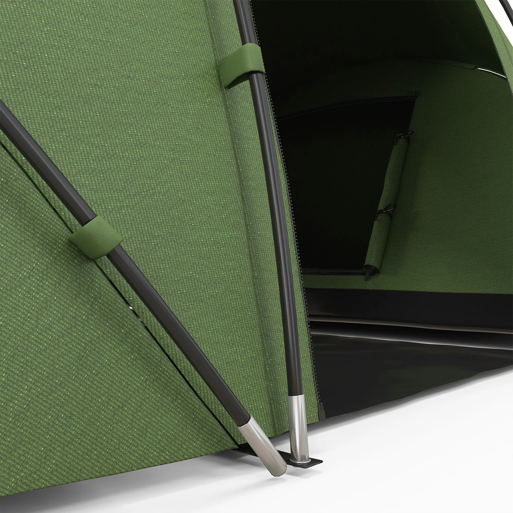 Outsunny Cortă Familiară pentru 4-6 Persoane cu 2 Camere și Geantă de Transport 430x240x170 cm Verde | Aosom Romania