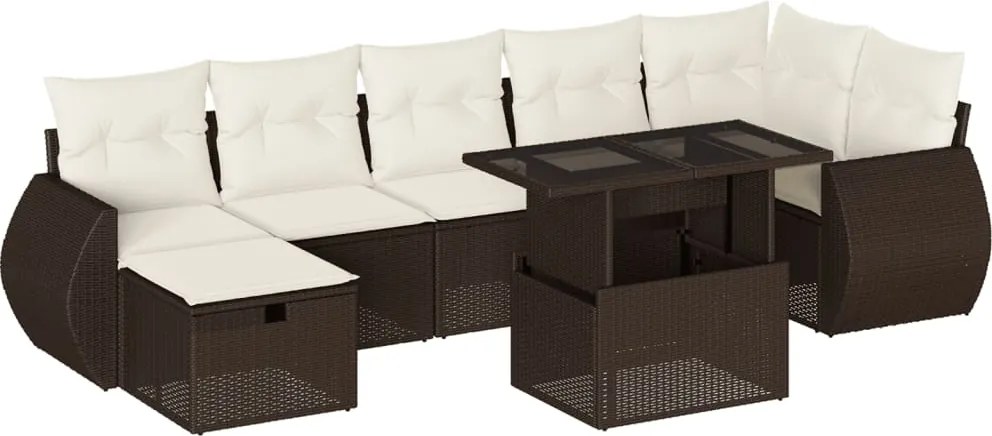 vidaXL Set canapele de grădină cu perne, 8 piese, maro, poliratan