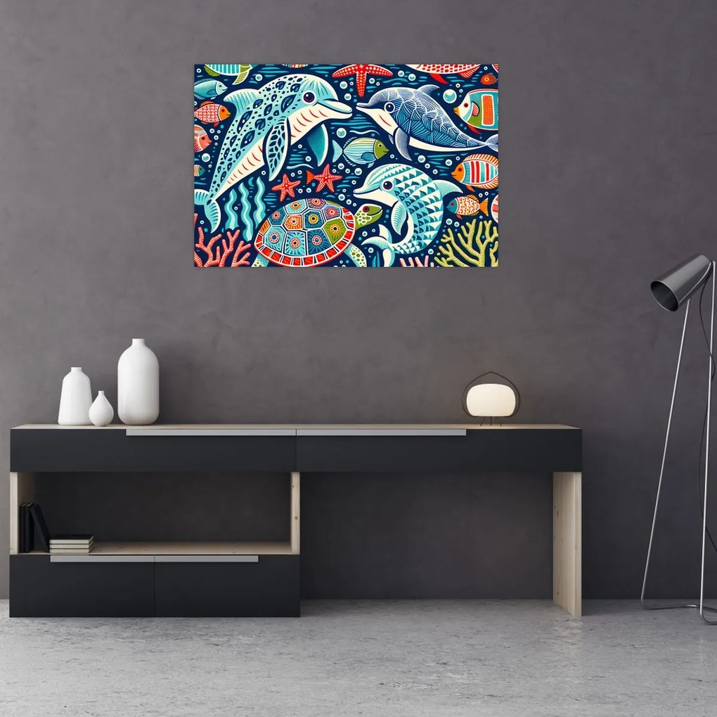 Tablou – Animale acvatice desenate (90x60 cm)