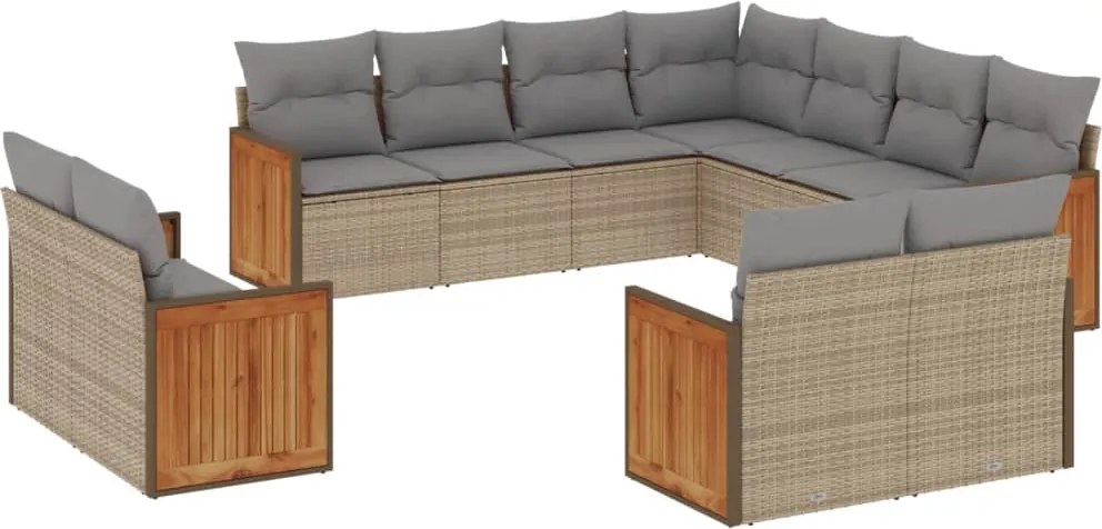 vidaXL Set canapele de grădină cu perne, 11 piese, bej, poliratan