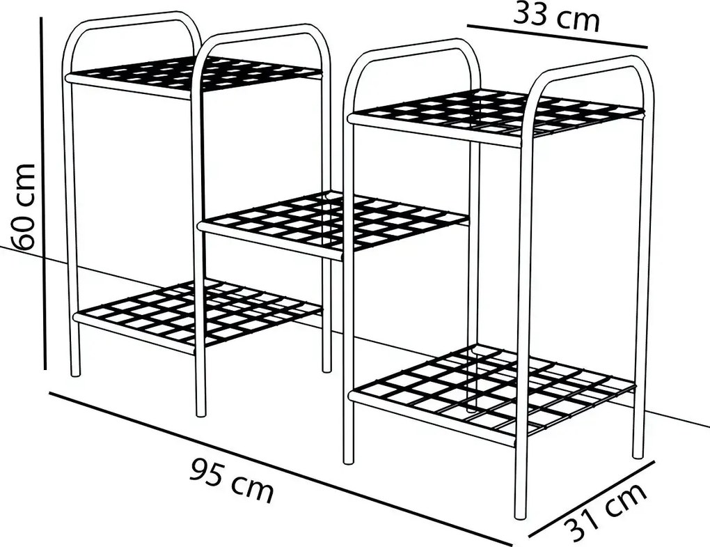 Etajera metal pentru flori 5 rafturi Decor Homs 95 x 60 x 31 cm, negru