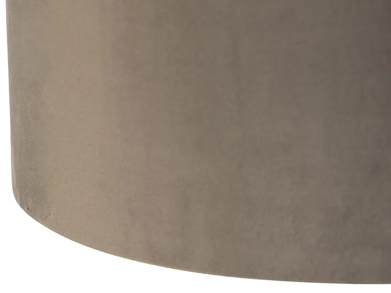 Lampă suspendată neagră cu abajururi din catifea taupe cu auriu 35 cm 2 lumini - Blitz