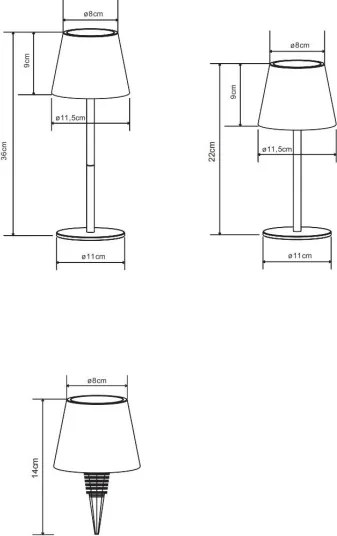 Globo 58488M-LED VANNIE — lampă de masă reglabilă, cu control tactil, reîncărcabilă, pentru exterior, 3W/5V, IP54, 1800 mAh
