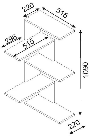 Etajeră de colț CANIKO 109x51,5 cm maro