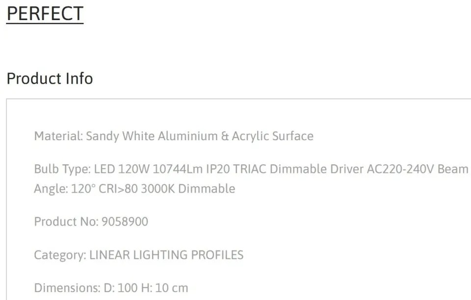 Plafoniera LED moderna design slim PERFECT 100cm alba 3000K Dimmable