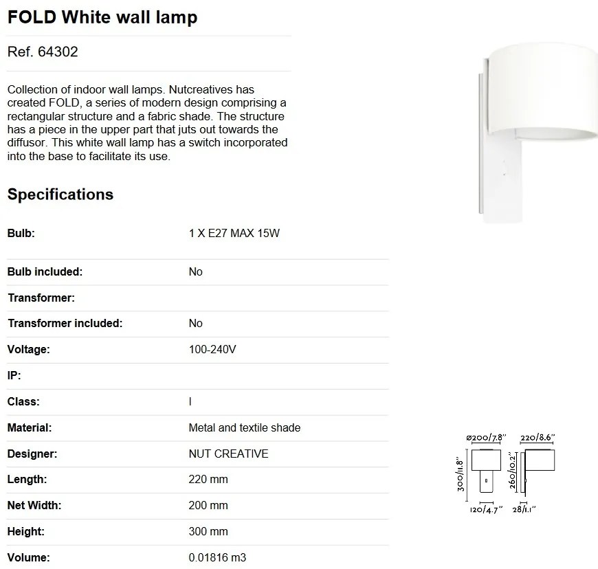 Aplica moderna FOLD White 64302