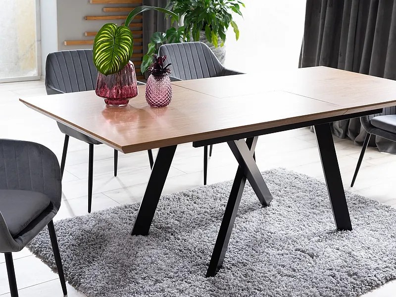 Masă de sufragerie extensibilă 160-220 cm Carlos (stejar + negru) (pentru 8 și mai multe persoane). 1050005
