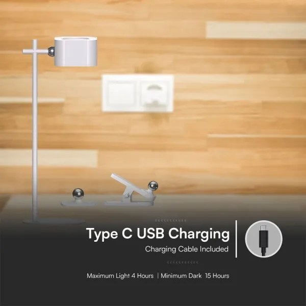 Lampă LED birou magnetică reglabilă 4în1 LED/3W/5V 3000-6000K 1800mAh albă