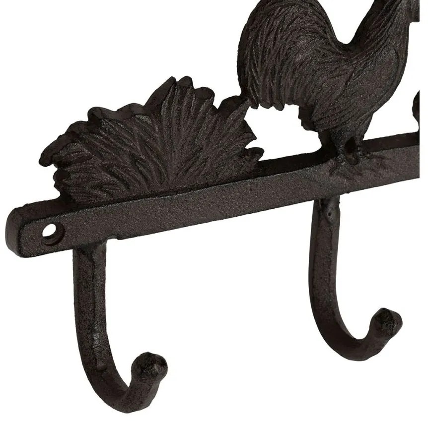 Cuier din fonta, negru, 4 agatatoare, Basse Cour Brown