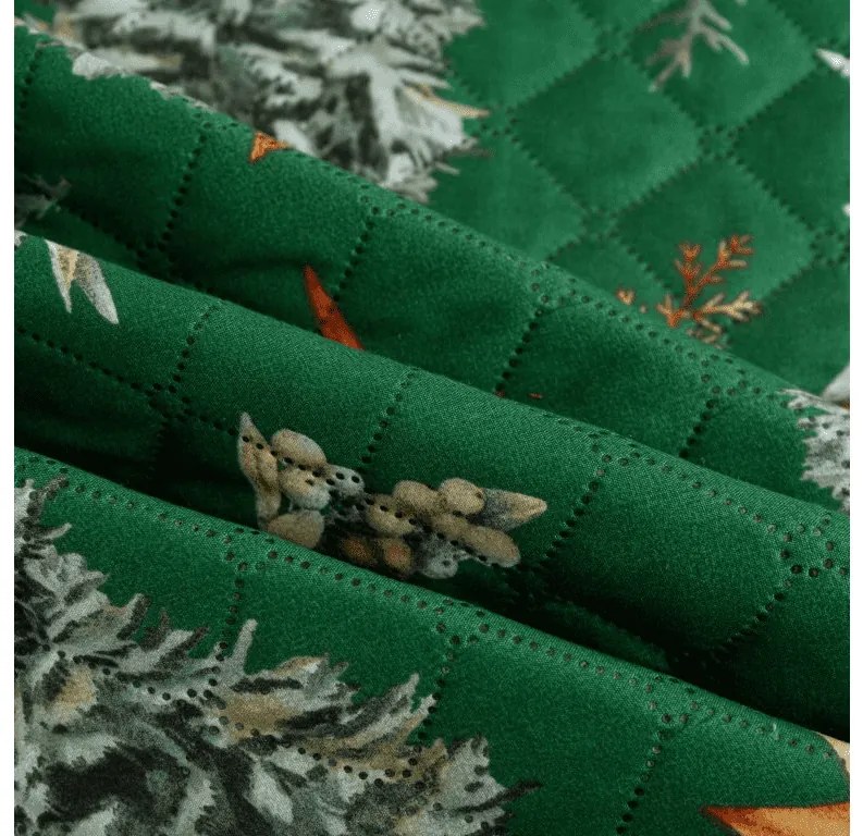 Cuvertura pentru pat cu model GREEN CHRISTMAS, verde Dimensiune: 220 x 240 cm