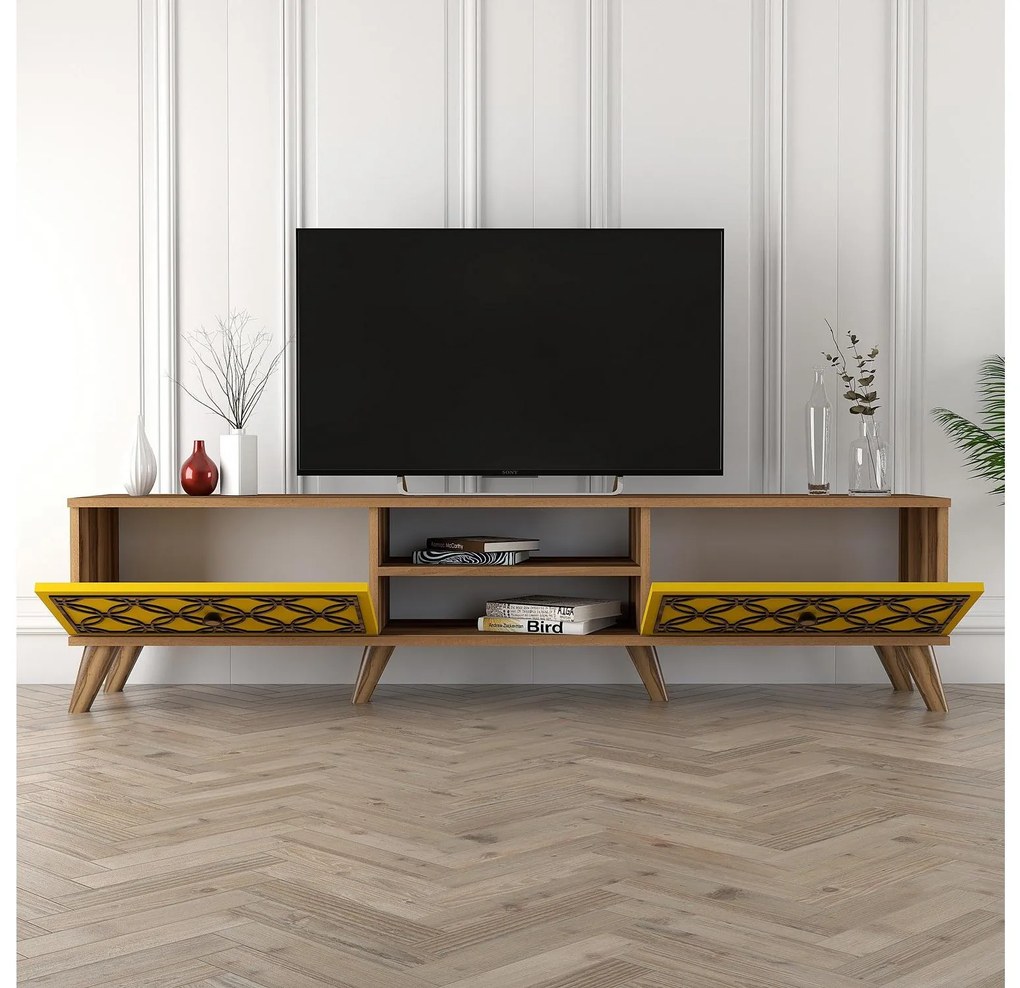 Masă TV/Dulap Classy (Nuc + Galben). 1088910