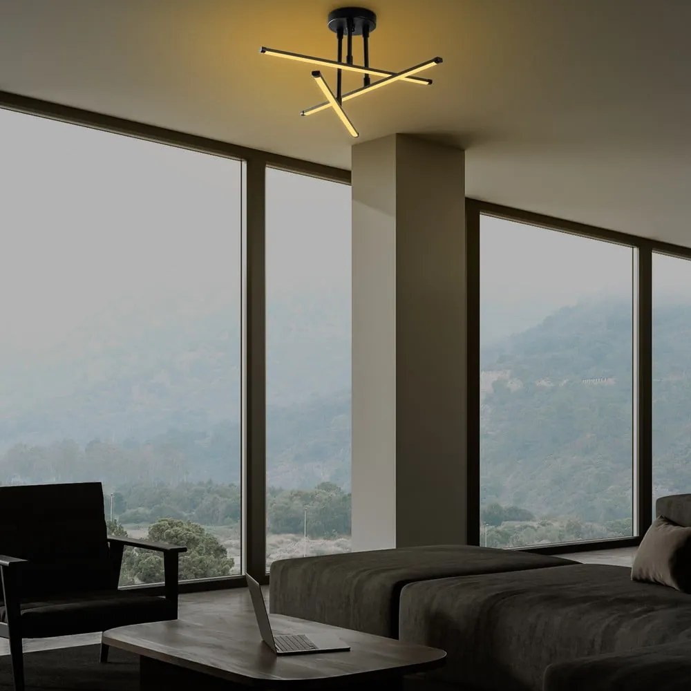 Plafonieră neagră LED 26x51 cm Ledflower – Opviq lights