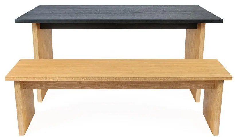 Masă de dining cu blat cu aspect de lemn de stejar 90x160 cm Stripe – Woodman