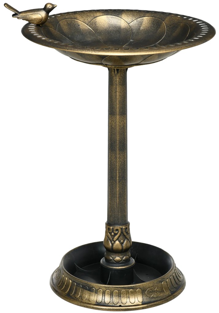 Outsunny Baie pentru păsări, furajer pentru Păsări ghiveci 2 în 1 dim. Ø 50 x 72H cm polipropilenă Bronz Antic | Aosom Romania