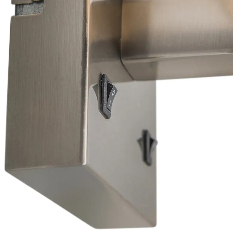 Lampă de perete din oțel cu abajur negru și braț de lectură cu LED inclus - Bergamo