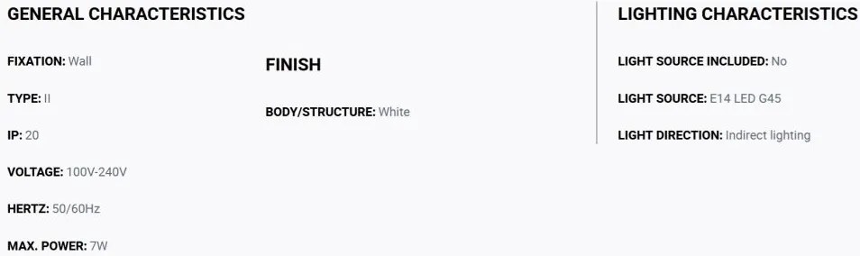 Aplica de perete iluminat ambiental KAPPU 30 alb