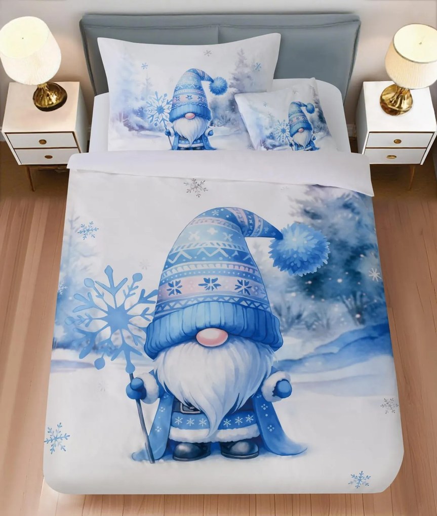 Lenjerie de pat din microsaten BLUE GNOME alba + husa de perna 45 x 45 cm gratuita Dimensiune lenjerie de pat: 70 x 90 cm | 140 x 200 cm